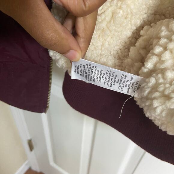 a.n.a Midweight Sherpa Lined Bomber Jacket in Port Wine, Sz XL -- NWT - Picture 9 of 12